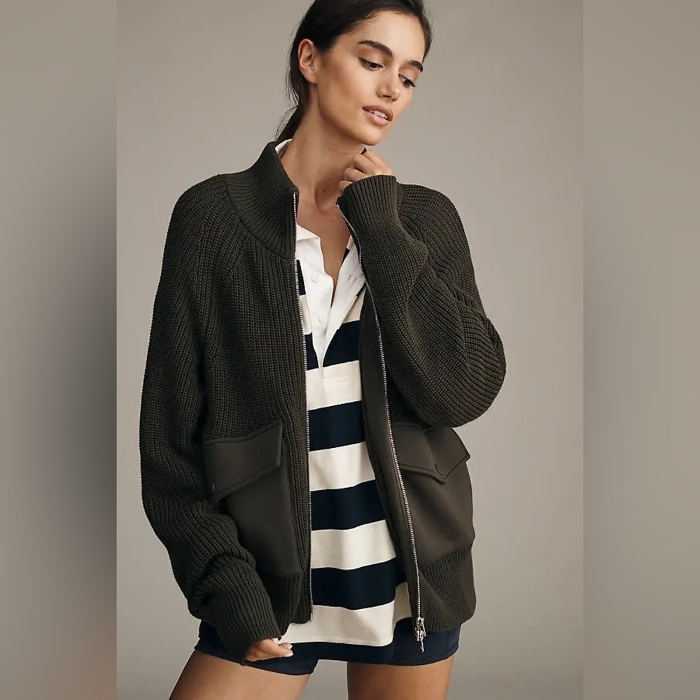 NWT Varley Anthropologie Tessa Zip Through Knit Jacket - Picture 6 of 9